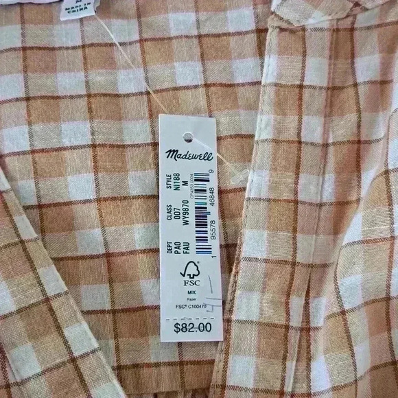 Madewell Checkered Popover Top - Picture 7 of 7